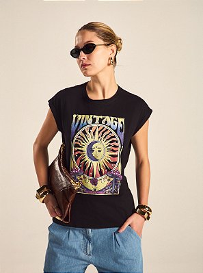 T-shirt Wilma Malha Muscle Preta