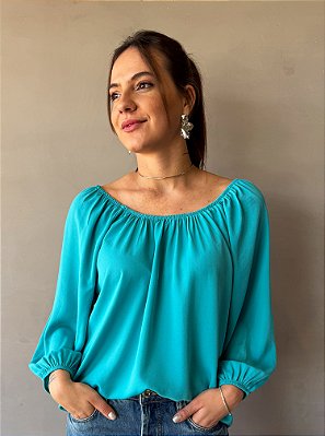 Blusa Natalia Azul Turquesa