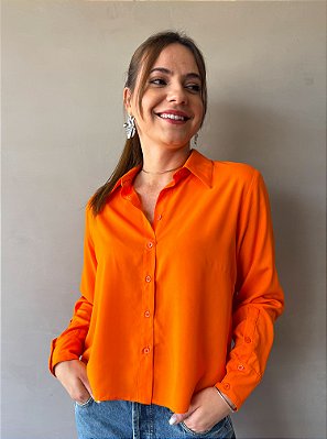 Camisa Vera Manga Longa Laranja