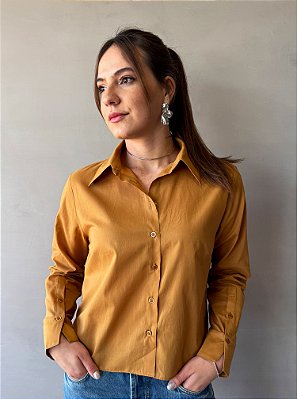Camisa Vera Manga Longa Camel