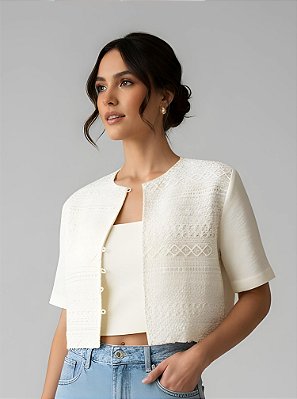 Coordenado Mariana Alfaiataria Twill Renda Off White