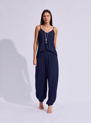 Calça Graziela Viscose Flamê Aladin Marinho