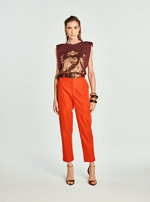 Calça Hilda Alfaiataria Sarjada Vermelha