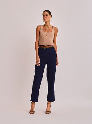 Calça Hilda Alfaiataria Sarjada Marinho