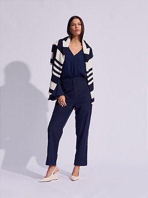 Calça Hilda Alfaiataria Sarjada Marinho