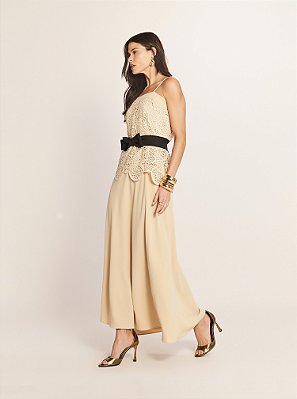 Vestido Daniela Detalhe Crochê Creme