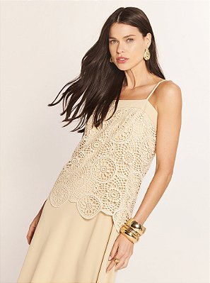 Vestido Daniela Detalhe Crochê Creme