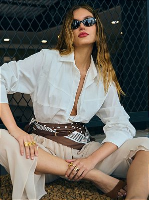 Calça Drieli de Chiffon Harem Baggy Pants Bege