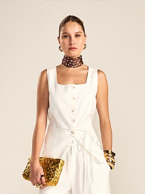 Colete Bruna em Alfaiataria Twill Off White