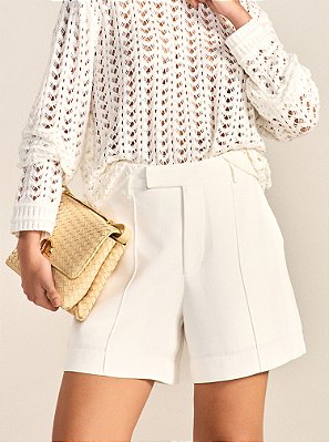 Shorts Lea em Alfaiataria Twill Off-White