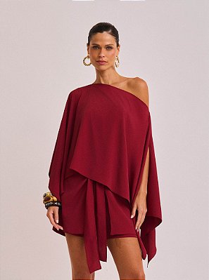 Coordenado Luiza de Crepe Amplo Vinho