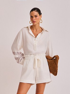 Coordenado Daniela de Linho em Viscose Off White