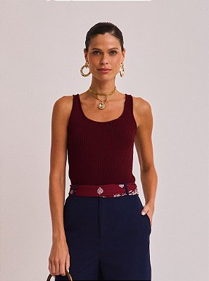 Regata Luiza de Tricot Ponto Aberto Vinho