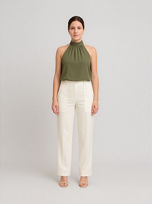 Calça Arlete em Alfaiataria Off White