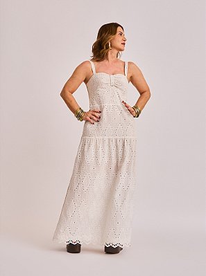 Vestido Longo Eliane de Laise Off White