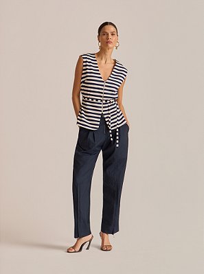 Calça Moon Tafetá Zíper Marinho