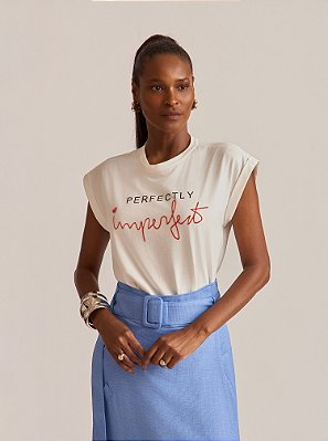 T-shirt Muscle Estampa Perfectly Imperfect Off White