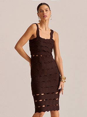 Vestido Midi Tatiane Tricot Marrom
