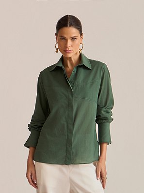 Camisa Sense Recortes Busto Verde