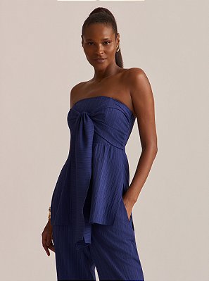 Conjunto Blusa e Calça Whisper Nó Frontal Azul