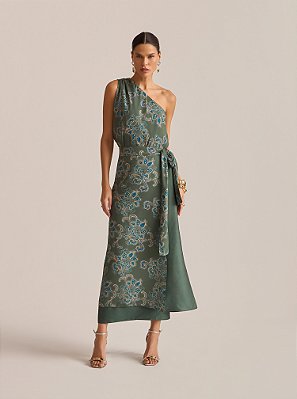 Saia Longa Leaf Envelope Estampada Verde