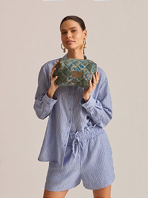 Nécessaire Pulse Acetinada Estampada Verde