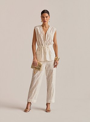 Conjunto Colete e Calça Laise Light Branco