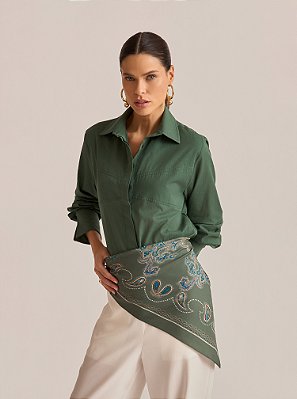 Lenço Insight Acetinado Estampado Verde