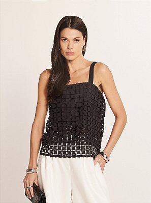 Blusa Mirage Renda Geométrica Preta