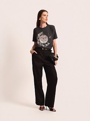 Calça Linea Reta Linho Preta