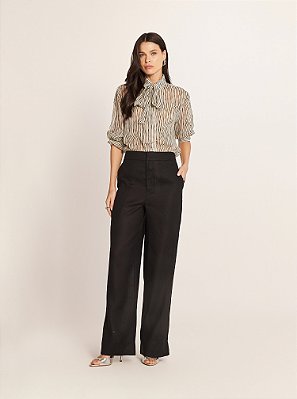 Calça Linea Reta Linho Preta