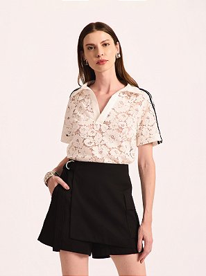 Short Saia Urban Crepe Alfaiataria Preta