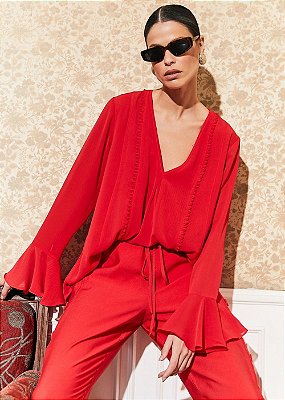 Blusa Bata Edivania Vermelho
