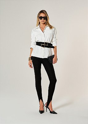 Calça Miss Ajustada Tricot Preta