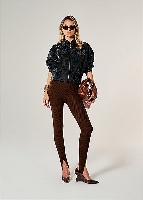 Calça Miss Ajustada Tricot Marrom