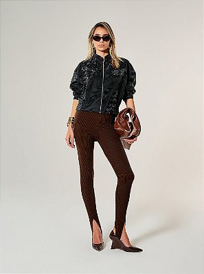 Calça Miss Ajustada Tricot Marrom