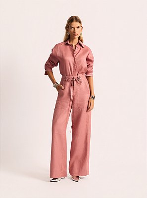 Calça Fine Ampla Linho Rosé