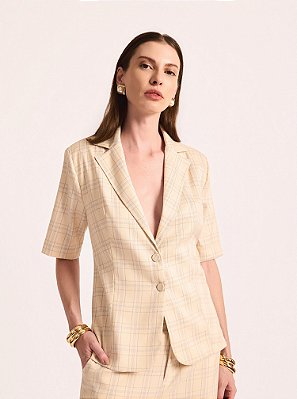 Blazer Suit Alfaiataria Sarja Xadrez