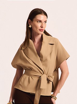 Casaqueto Tailor Alfaiataria Sarja Bege