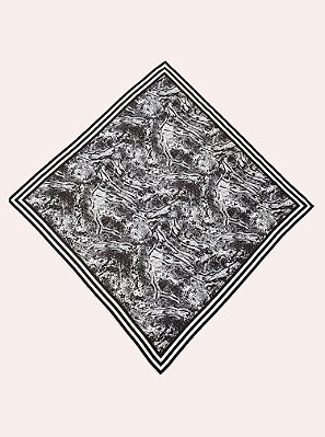 Lenço Scales Acetinado Estampado Off White e Marrom