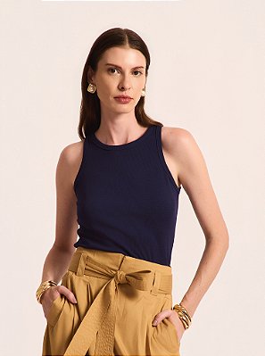 Regata Core Malha Canelada Marinho