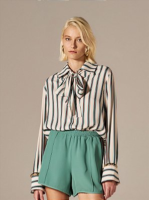 Camisa Copo-de-Leite Acetinada Listrada