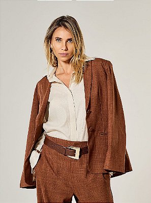 Blazer Alfaiataria Alfazema Marrom