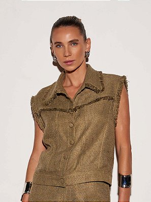 Colete Tweed Stella Verde Oliva