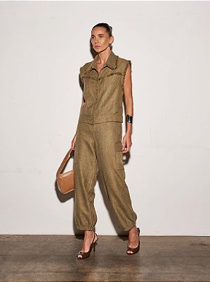 Calça Tweed Stella Verde Oliva