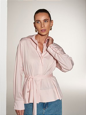 Camisa Tricoline Rose Rosa Claro