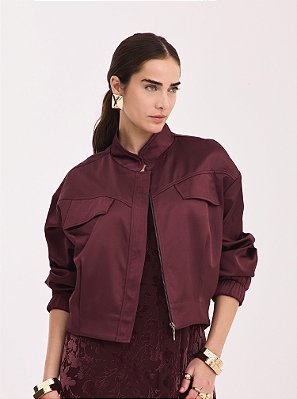 Jaqueta Bomber Acetinada Eleonora Vinho