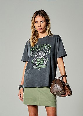 T-Shirt Algodão Fabricia Chumbo