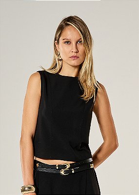 Blusa Alfaitaira Flora Preto