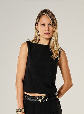Blusa Alfaitaira Flora Preto